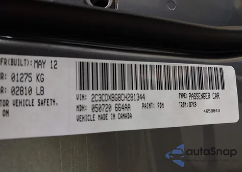 2012 Dodge Charger Se z USA, uszkodzony, nr VIN 2C3CDXBG8CH281344
